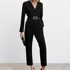 Mango Black Belted Jumpsuit